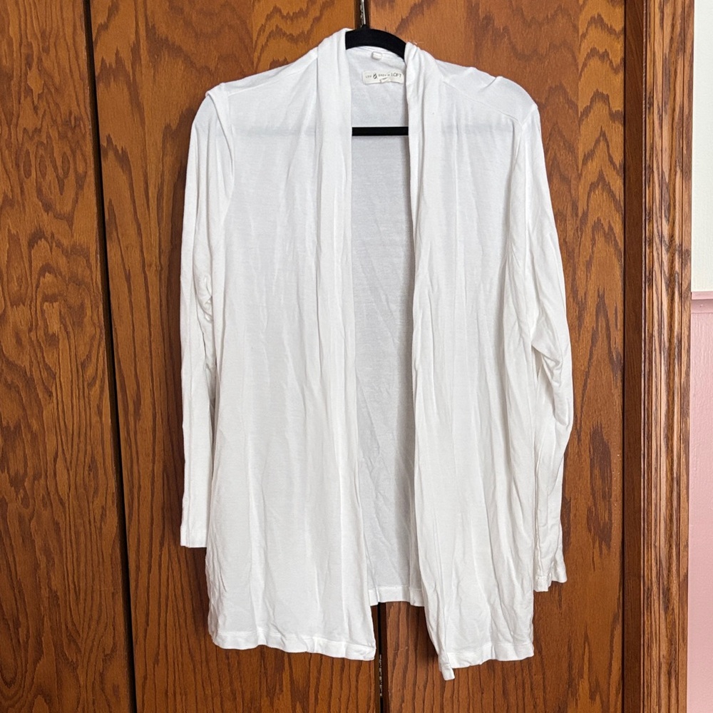 LOFT White Open-Front Cardigan